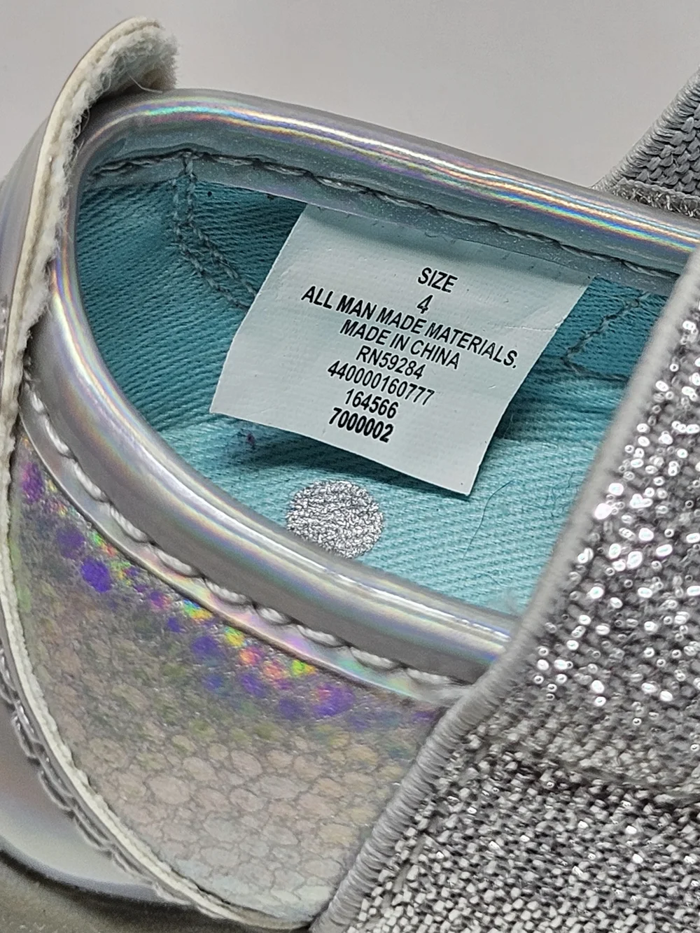 Kids Silver Holographic Mary Jane Shoes with Glitter Strap